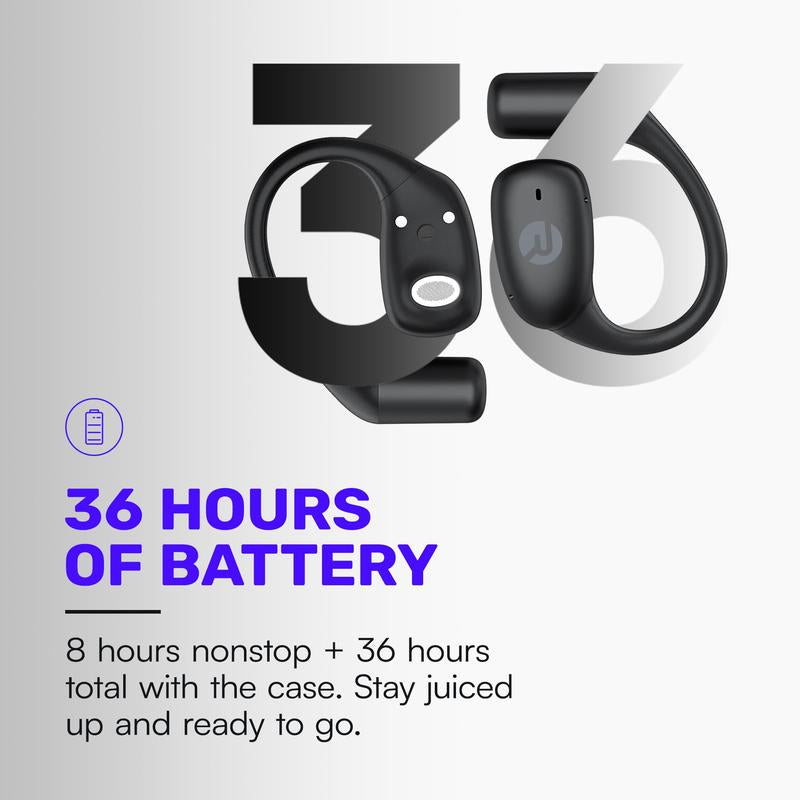 Raycon Essential Open Earbuds – True Wireless Open Ear Bluetooth 6.0 Headphones, Ultra-Lightweight, Comfort Hook Design, IPX5 Water Resistant, 36 Hours of Battery Life