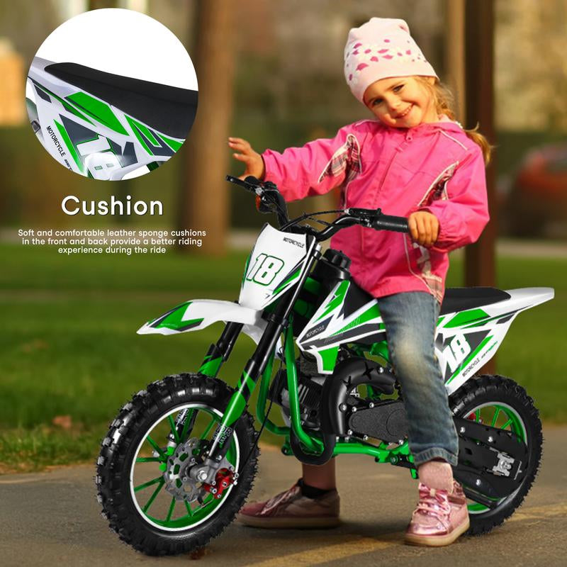 XIOTURI 49CC 2-Stroke Kids Gas Dirt Bike W/ Dual Disc Brakes (Green)