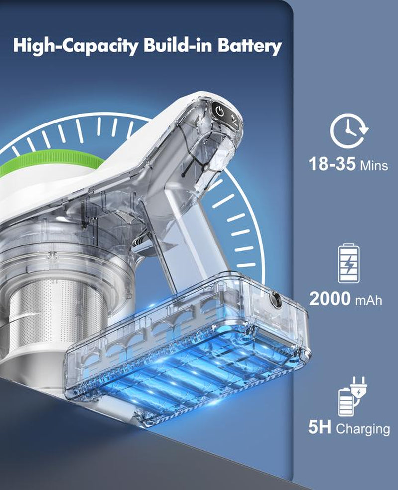 Carevac+ P017 Cordless Vacuum Cleaner, 12Kpa Dual-Suction 35Min Runtime, 1.16Kg Lightweight Stick Vacuum with Wall Mount, 3-In-1 Brushes for Pet Hair/Carpet/Hard Floors Appliances Dust Extractor Cleaning Tools Steamcleaner Dog Grooming Vacuum