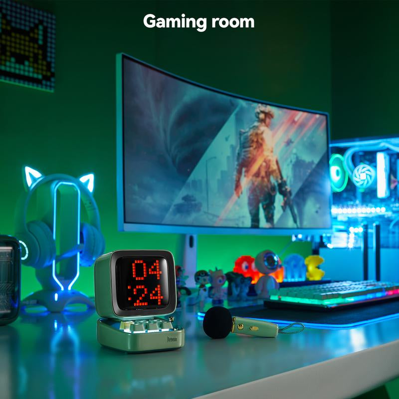 Divoom Ditoo-Mic Mini Karaoke with Microphone Pixel Art Bluetooth Speaker Portable Wireless Microphones & Party Lights for Kids Adults Birthday Gifts for Girls Boys Family Home Party Speker Audio - Smartphone