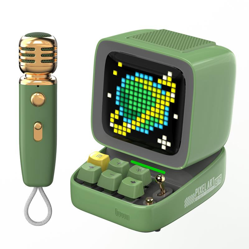 Divoom Ditoo-Mic Mini Karaoke with Microphone Pixel Art Bluetooth Speaker Portable Wireless Microphones & Party Lights for Kids Adults Birthday Gifts for Girls Boys Family Home Party Speker Audio - Smartphone