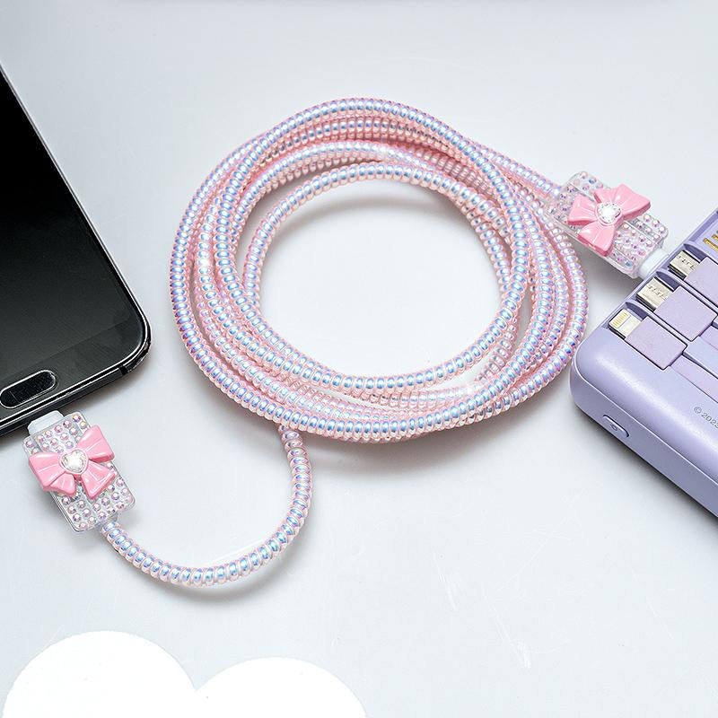 60W Type-C to Type-C Fast Charging Cable, 2M Extra Long Crystal Bowknot Data Line, Fast Charging Mobile Smartphone Charging Cable for Iphone, Samsung, Ipad