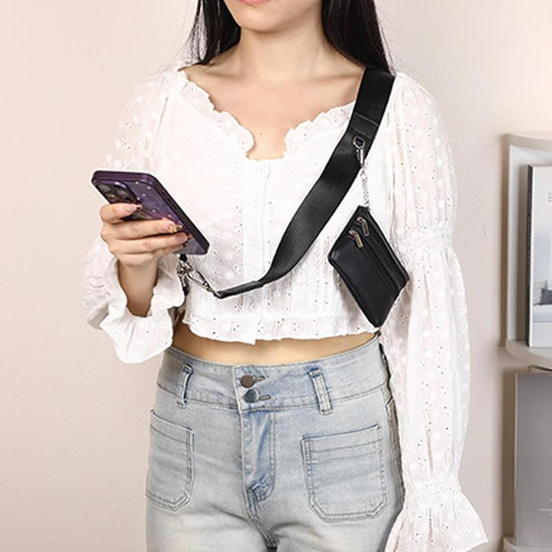 Chic Crossbody Phone Holder for Women – Adjustable Strap + Zippered Pouch! Perfect for On-The-Go, Fits All Smartphones Crossbody Strap