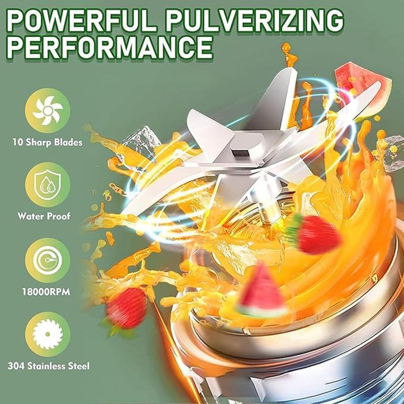 Portable Electric Juicer & Personal Blender,– Dual-Lid with Straw, Leak-Proof, Multi-Speed Blending, Healthy Fruit & Veg Drinks, Perfect for Home, Gym, Travel & On-The-Go, Easy to Clean, Bpa-Free, Great Gift Juicermachine, Cold Pressed Juicer