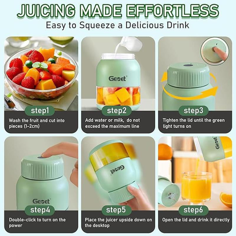 Portable Electric Juicer & Personal Blender,– Dual-Lid with Straw, Leak-Proof, Multi-Speed Blending, Healthy Fruit & Veg Drinks, Perfect for Home, Gym, Travel & On-The-Go, Easy to Clean, Bpa-Free, Great Gift Juicermachine, Cold Pressed Juicer