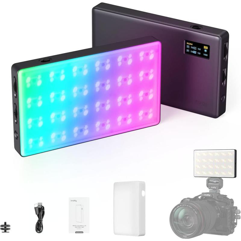 RM120 RGB Video Light, 5000Mah 180 Minutes Portable Camera Light 7W Output Power, LED Video Light Panel, 2500-8500K CRI TLCI 98+ For, Content Creator, Photographer