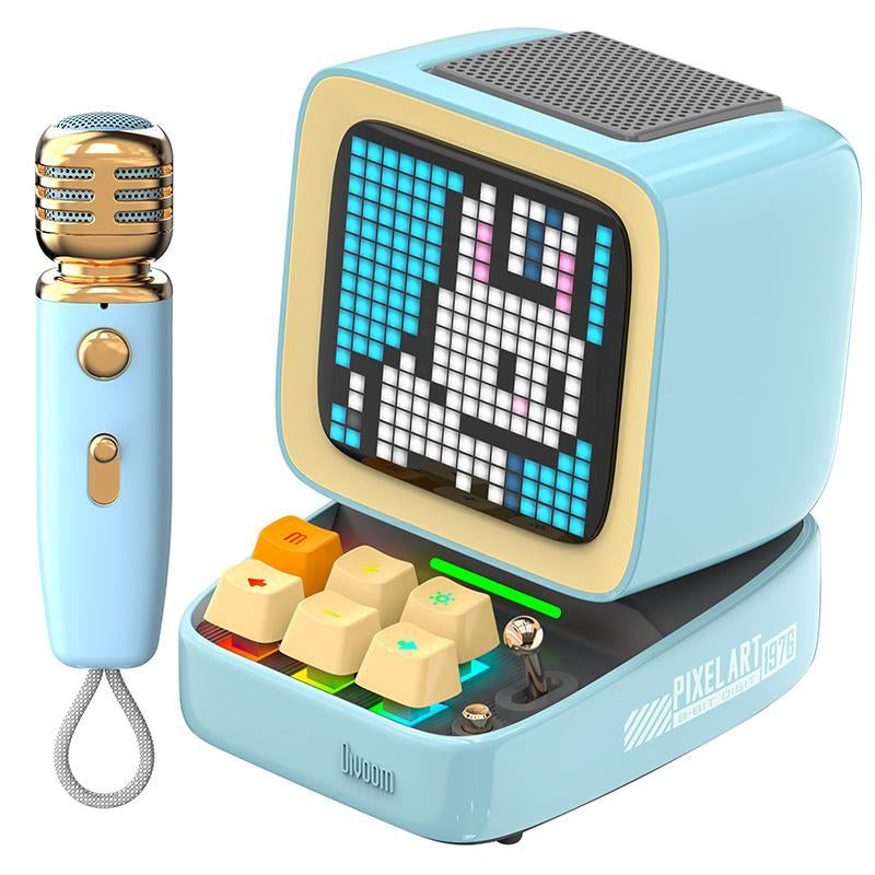 Divoom Ditoo-Mic Mini Karaoke with Microphone Pixel Art Bluetooth Speaker Portable Wireless Microphones & Party Lights for Kids Adults Birthday Gifts for Girls Boys Family Home Party Speker Audio - Smartphone