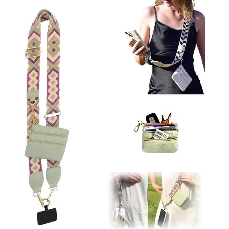Chic Crossbody Phone Holder for Women – Adjustable Strap + Zippered Pouch! Perfect for On-The-Go, Fits All Smartphones Crossbody Strap