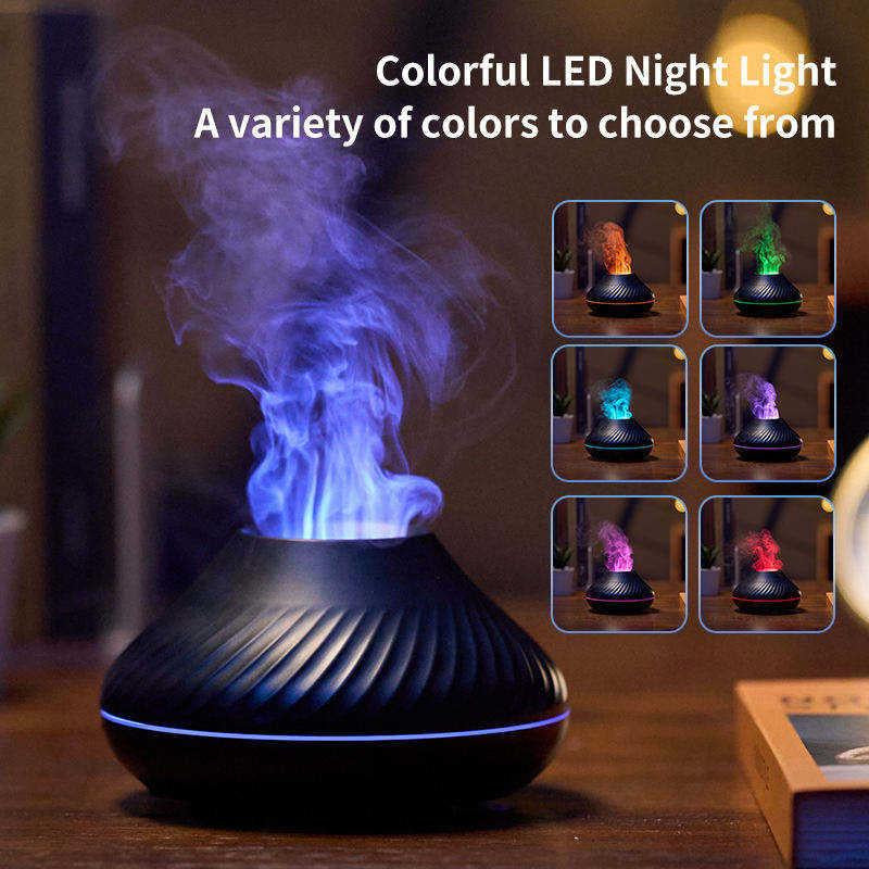 USB Powered Humidifier for Fall Gift,Flame Volcano RGB Colorful Humidifier Aromatherapy Machine,Electronics,Diffuser,Bedroom Decor Mini Humidifier