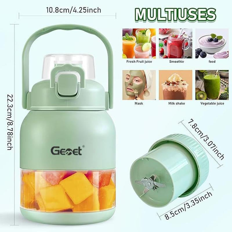 Portable Electric Juicer & Personal Blender,– Dual-Lid with Straw, Leak-Proof, Multi-Speed Blending, Healthy Fruit & Veg Drinks, Perfect for Home, Gym, Travel & On-The-Go, Easy to Clean, Bpa-Free, Great Gift Juicermachine, Cold Pressed Juicer