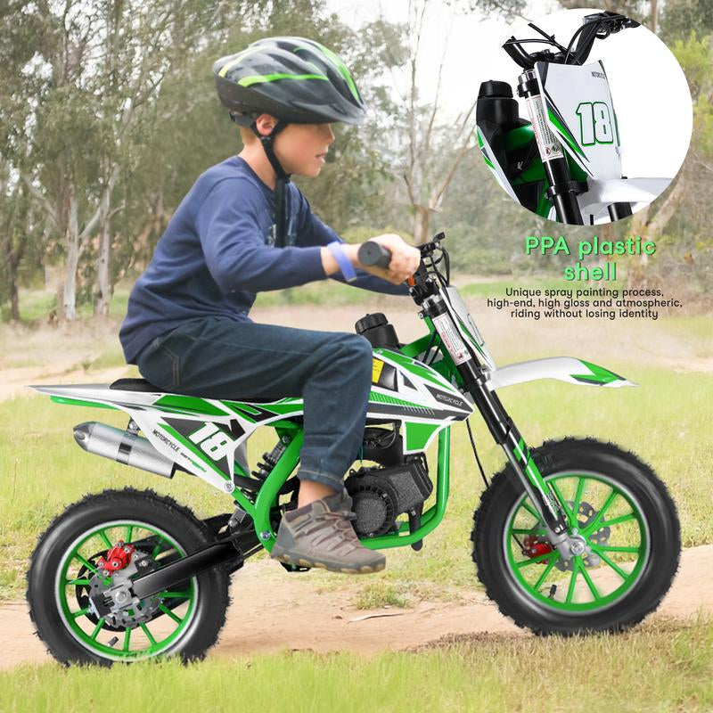 XIOTURI 49CC 2-Stroke Kids Gas Dirt Bike W/ Dual Disc Brakes (Green)