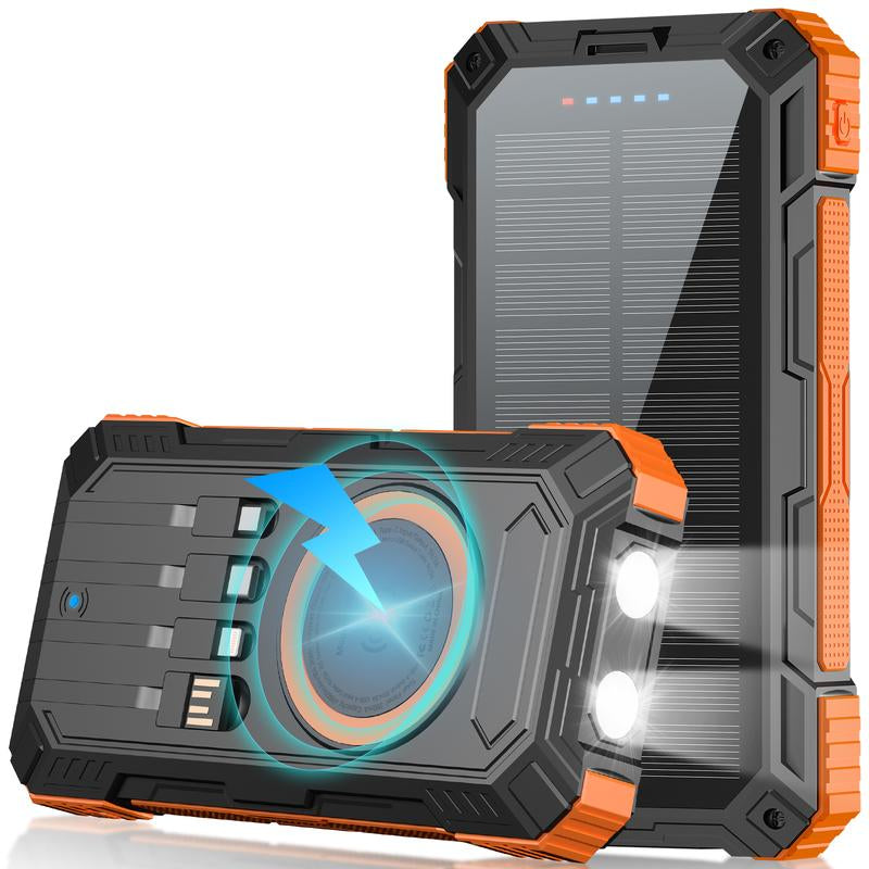Tainbat Solar Power Bank 49800Mah | 15W Wireless Charging | Built-In 4 Cables | 22.5W PD Fast Charging | Rugged Outdoor Power Bank for All Devices Battery Pack