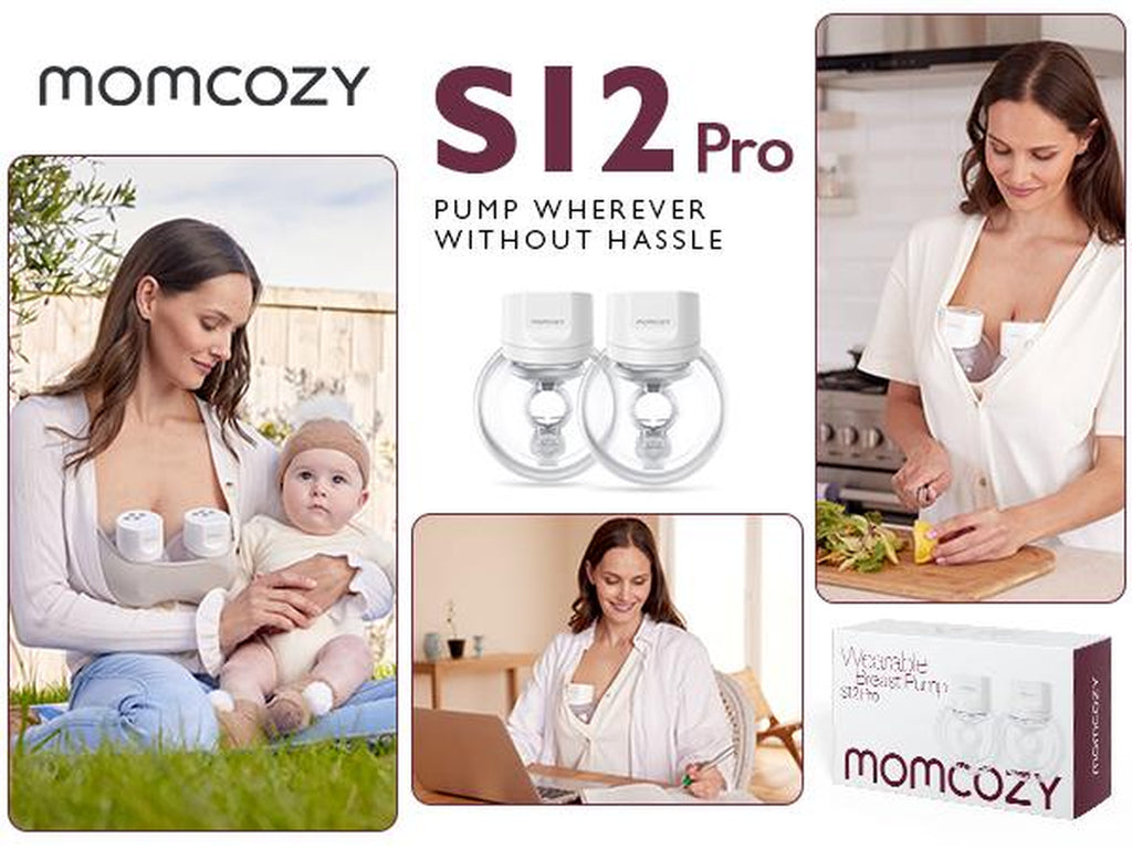 Momcozy Hands-Free Breast Pump S12 Pro, Wearable & Portable Pump with Soft Doublefit Flange, 3 Modes | 9 Levels Double Electric Pump, Smart Display, 24Mm,B