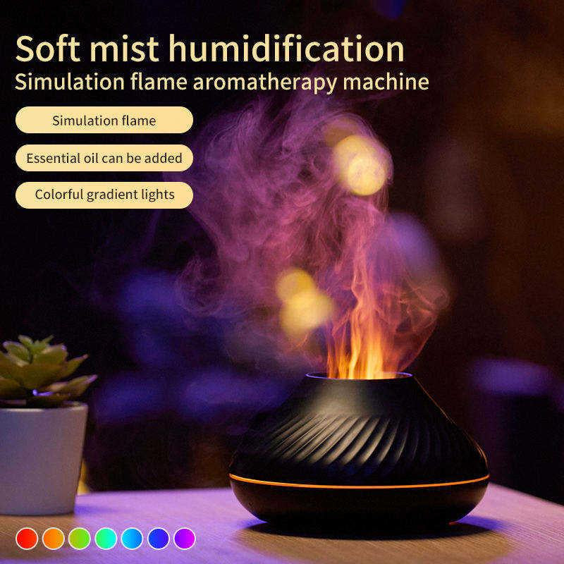 USB Powered Humidifier for Fall Gift,Flame Volcano RGB Colorful Humidifier Aromatherapy Machine,Electronics,Diffuser,Bedroom Decor Mini Humidifier