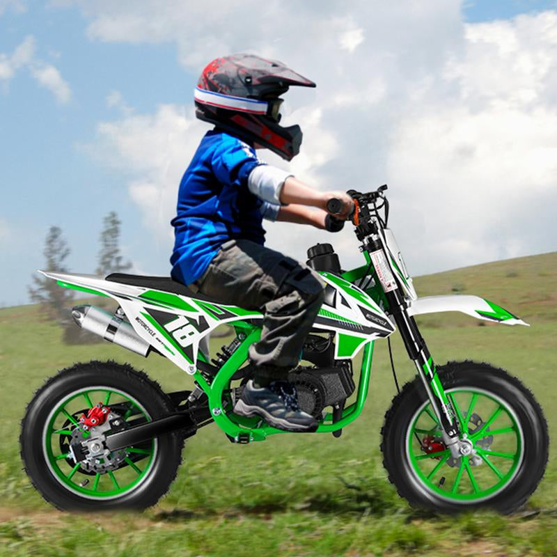 XIOTURI 49CC 2-Stroke Kids Gas Dirt Bike W/ Dual Disc Brakes (Green)