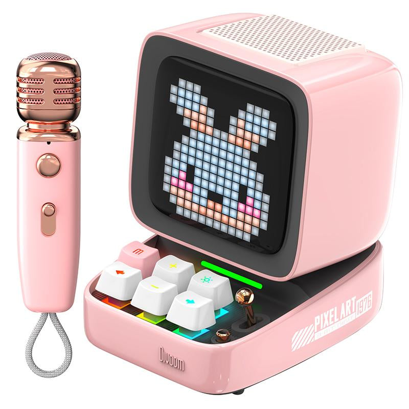 Divoom Ditoo-Mic Mini Karaoke with Microphone Pixel Art Bluetooth Speaker Portable Wireless Microphones & Party Lights for Kids Adults Birthday Gifts for Girls Boys Family Home Party Speker Audio - Smartphone