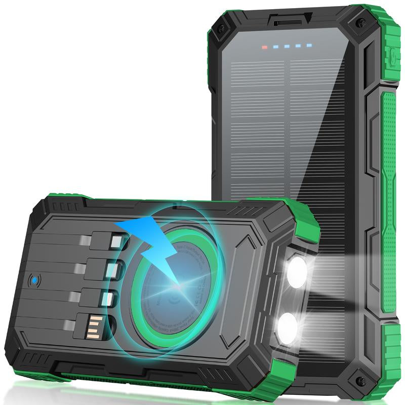 Tainbat Solar Power Bank 49800Mah | 15W Wireless Charging | Built-In 4 Cables | 22.5W PD Fast Charging | Rugged Outdoor Power Bank for All Devices Battery Pack