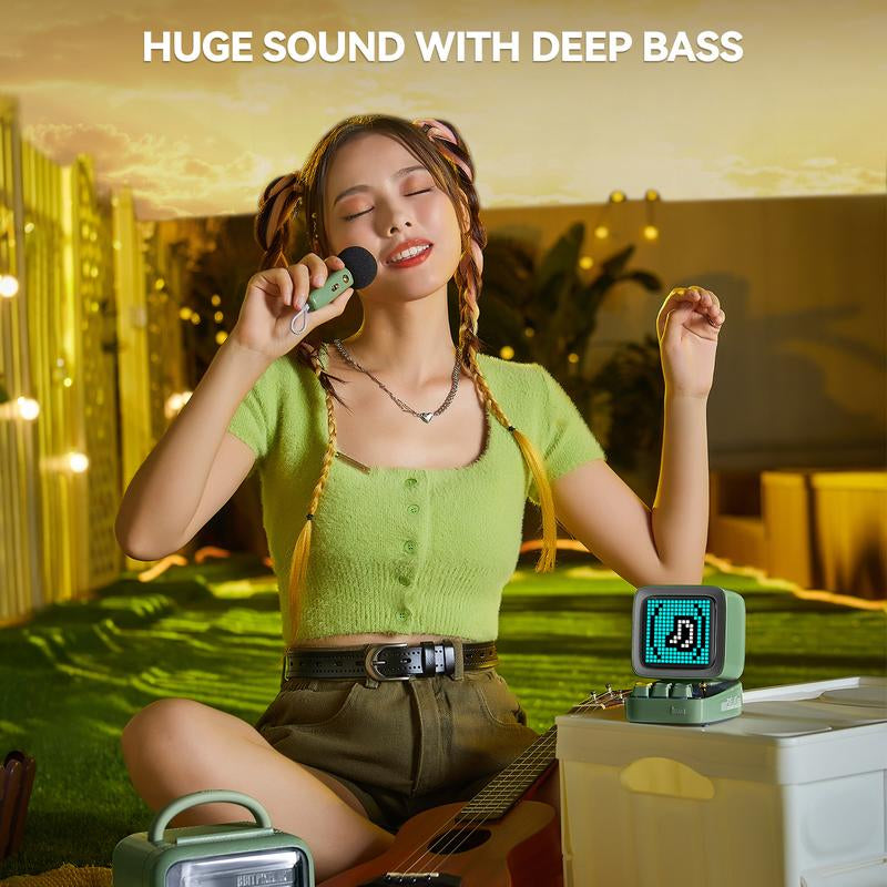 Divoom Ditoo-Mic Mini Karaoke with Microphone Pixel Art Bluetooth Speaker Portable Wireless Microphones & Party Lights for Kids Adults Birthday Gifts for Girls Boys Family Home Party Speker Audio - Smartphone