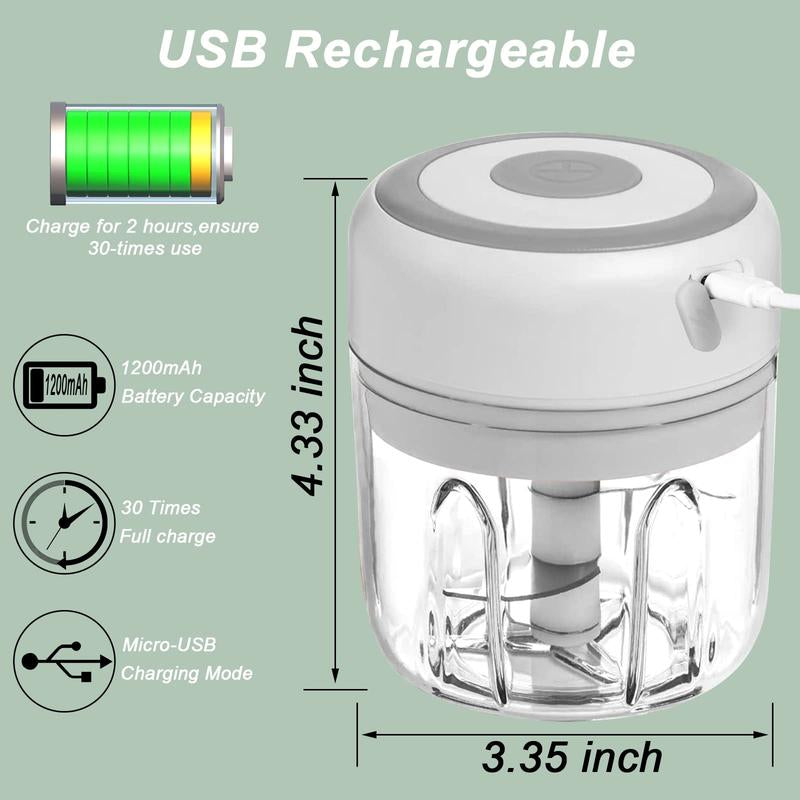 Electric Garlic Chopper, Child-Friendly Sensor Blade, Cut-Proof, 5000RPM Portable Vegetable Chopper, Food Chopper, USB Rechargeable Mini Garlic Mincer, Onion Chopper, Kitchen Gadgets, Ginger, Chili, Vegetables