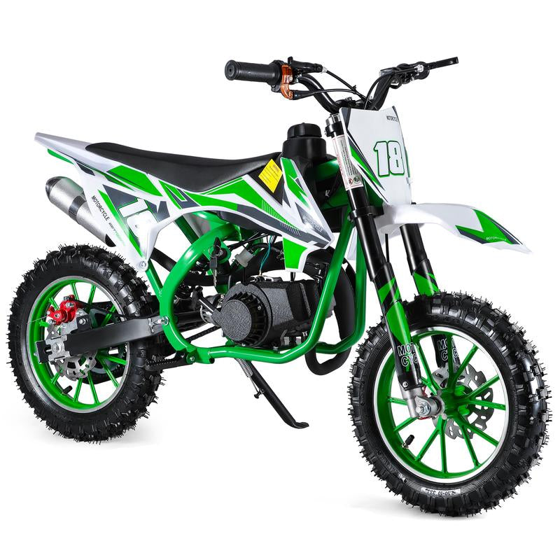 XIOTURI 49CC 2-Stroke Kids Gas Dirt Bike W/ Dual Disc Brakes (Green)