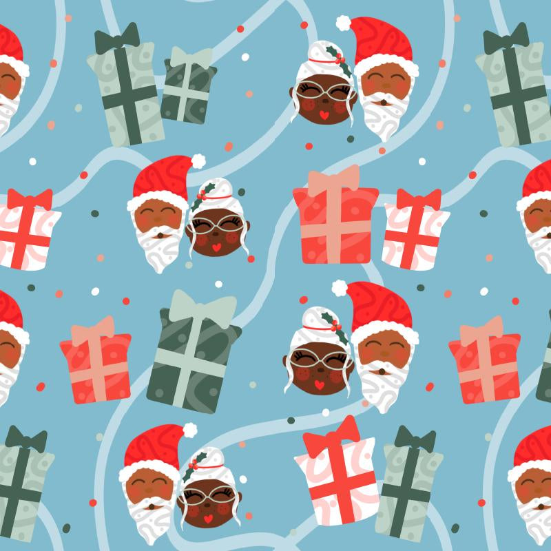 Mr. & Mrs. Claus Black Santa Christmas Wrapping Paper – Eco-Friendly Holiday Wrap
