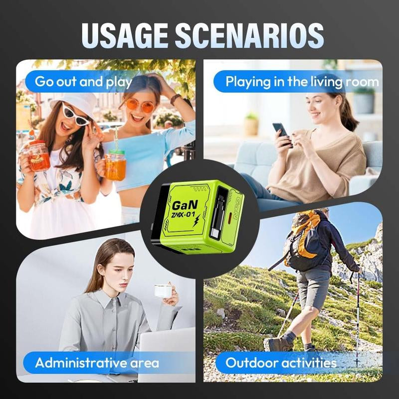 3 In1 GAN 120W Fast Charger,Gan Smart Charger Scalable 120W Max Fast Charging Module,Retractable Phone Charger Wall Plug,Multi-Functional Fast Charger for Mobile Phone and Tablet Computer