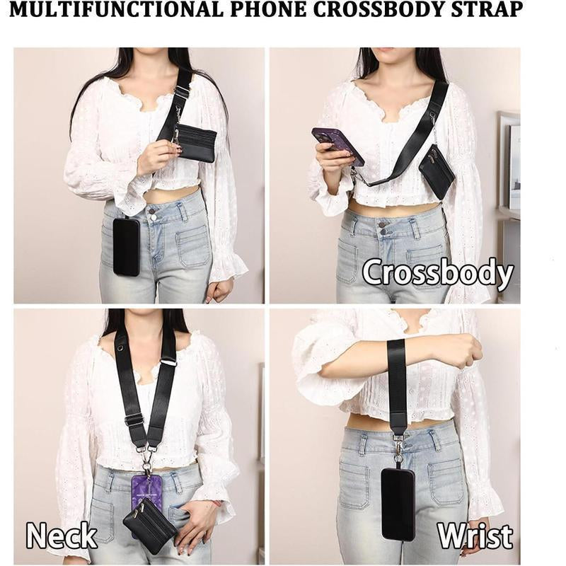 Chic Crossbody Phone Holder for Women – Adjustable Strap + Zippered Pouch! Perfect for On-The-Go, Fits All Smartphones Crossbody Strap