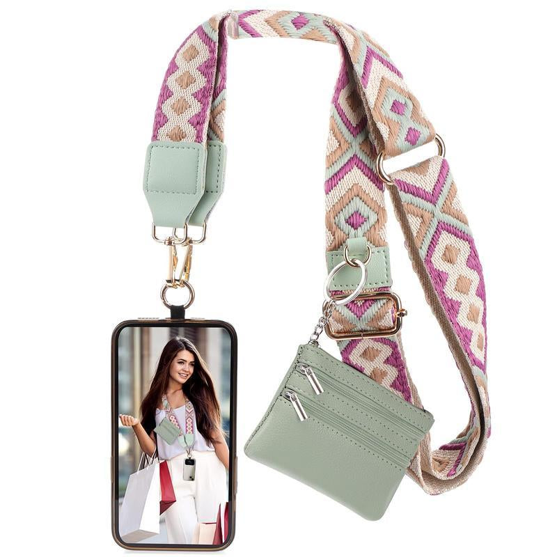 Chic Crossbody Phone Holder for Women – Adjustable Strap + Zippered Pouch! Perfect for On-The-Go, Fits All Smartphones Crossbody Strap